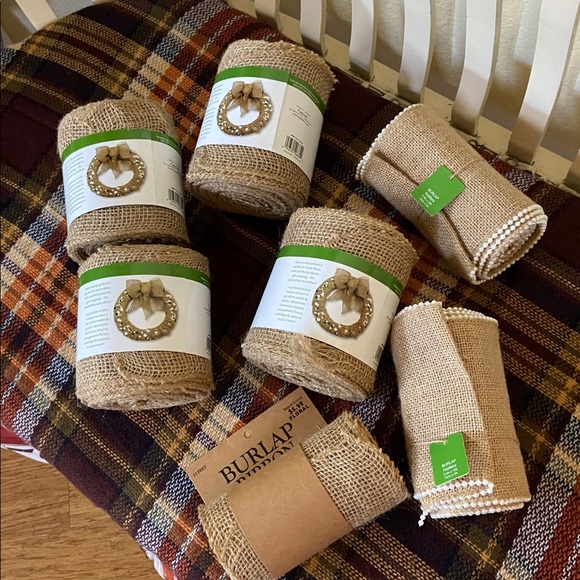 Burlap Ribbon Set with Pearl Accents - Picture 1 of 9